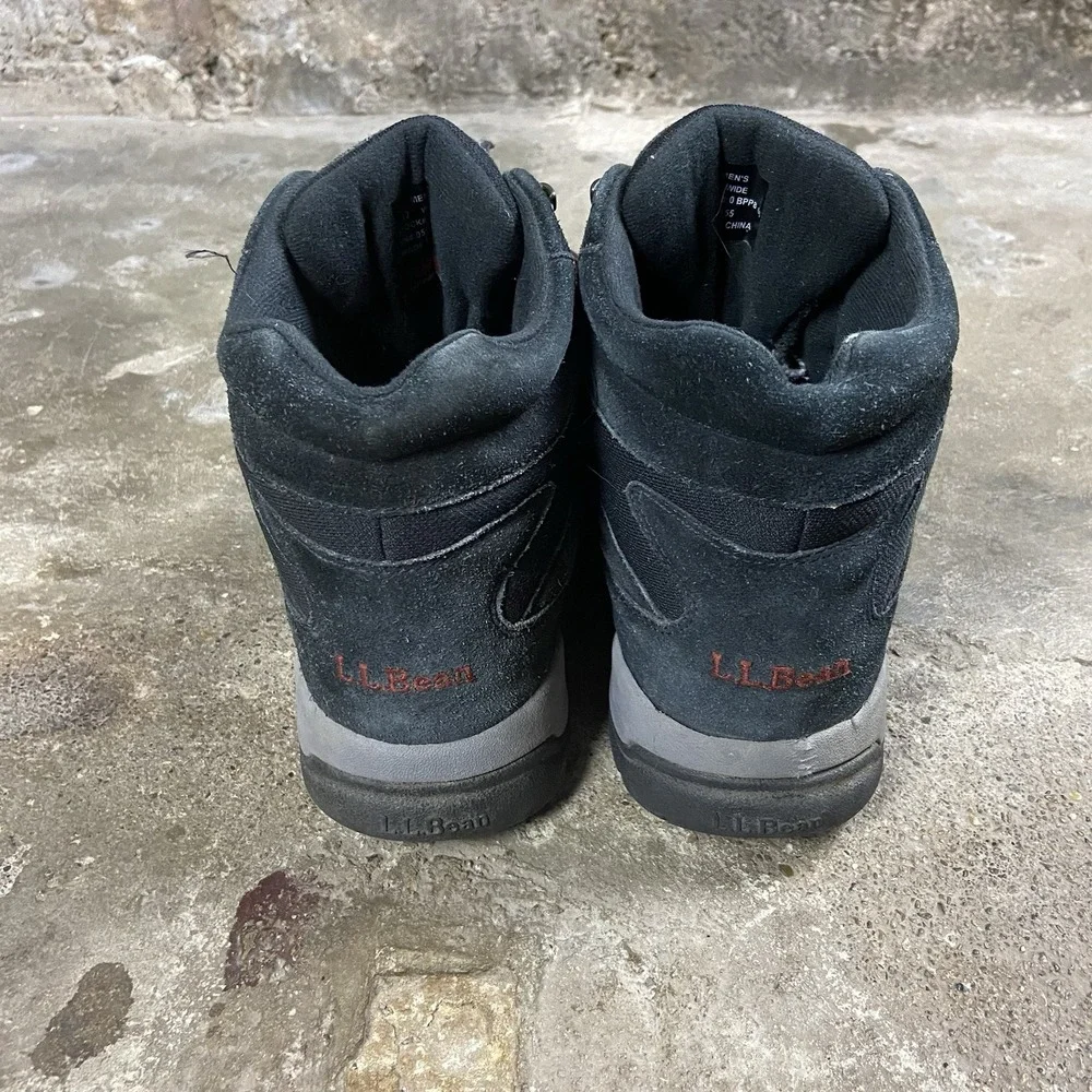 L.L. Bean Trail Model Hiking Boots Size 12 Wide Black Suede Outdoor Utility Wear